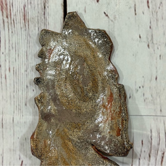 Abstract Art Brown Clay Decorative Serving Trinket Tray Plate local artisan made - Picture 5 of 12